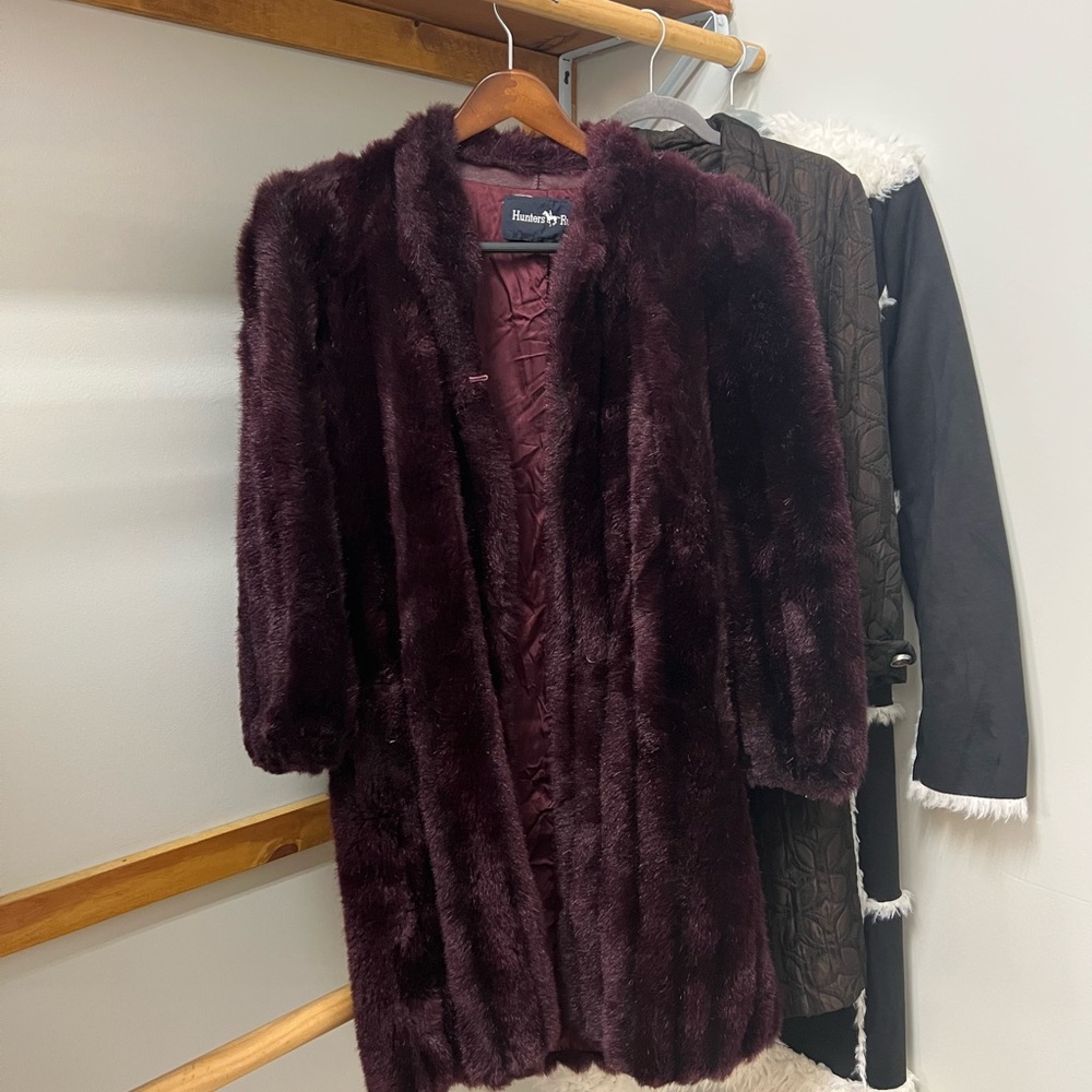 Burgundy Faux Fur Coat